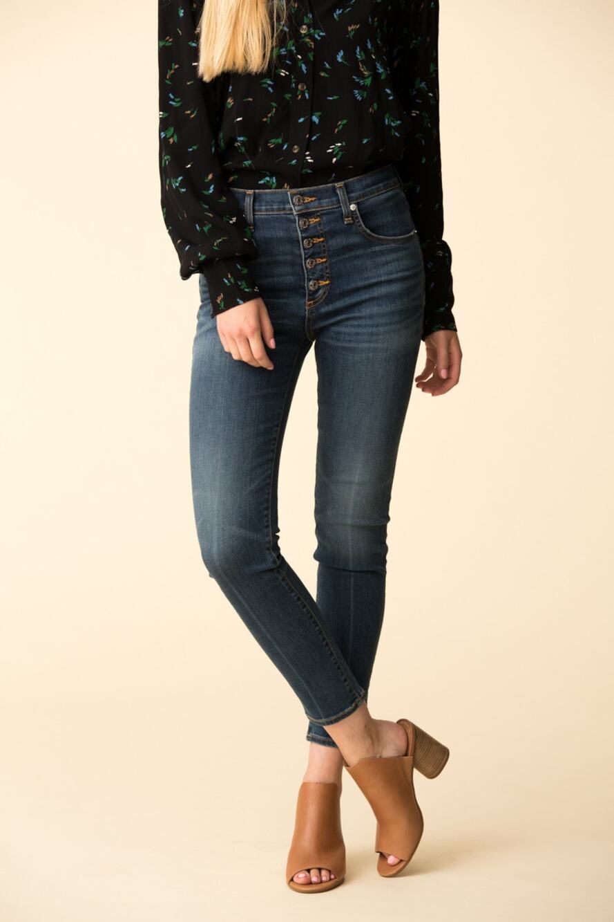 Veronica Beard Jeans Debbie 10" Skinny Gold Button Fly High Rise Sz 26 New